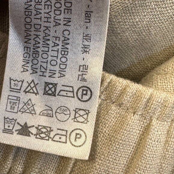 Zara Womens Pants 100% Linen Slacks Beige Sz XS Elastic Waist Bohemian pants - Picture 9 of 12